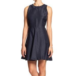 Banana Republic Factory 4P NWT Navy Sheer Stripe Sleeveless Fit & Flare Dress